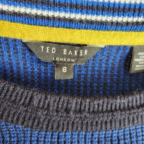 Ted Baker Sweater Men's 6 (US 2XL) Viscose Cashmere Waffle Knit Pullover Jumper - Picture 4 of 11